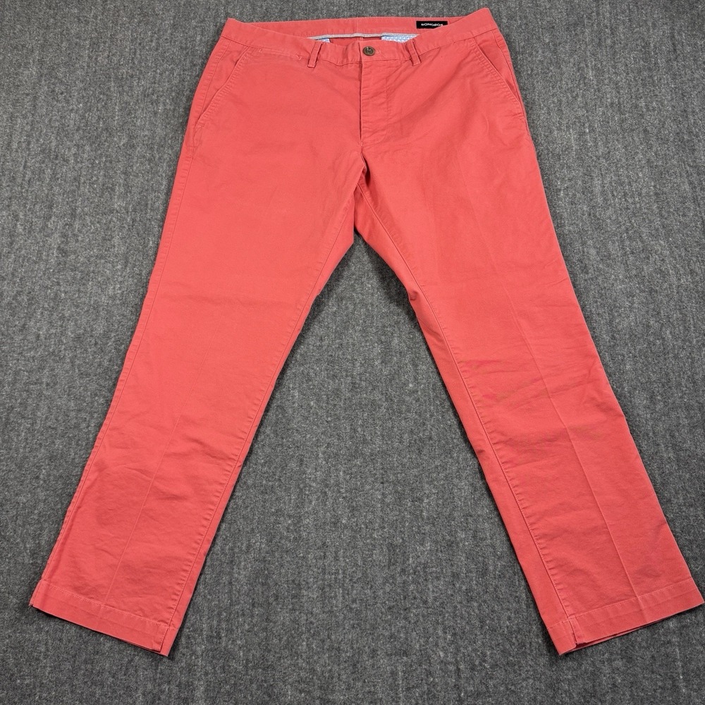 Bonobos Men's Chino Pants 34x28 Tailored Fit Coral Red Stretch